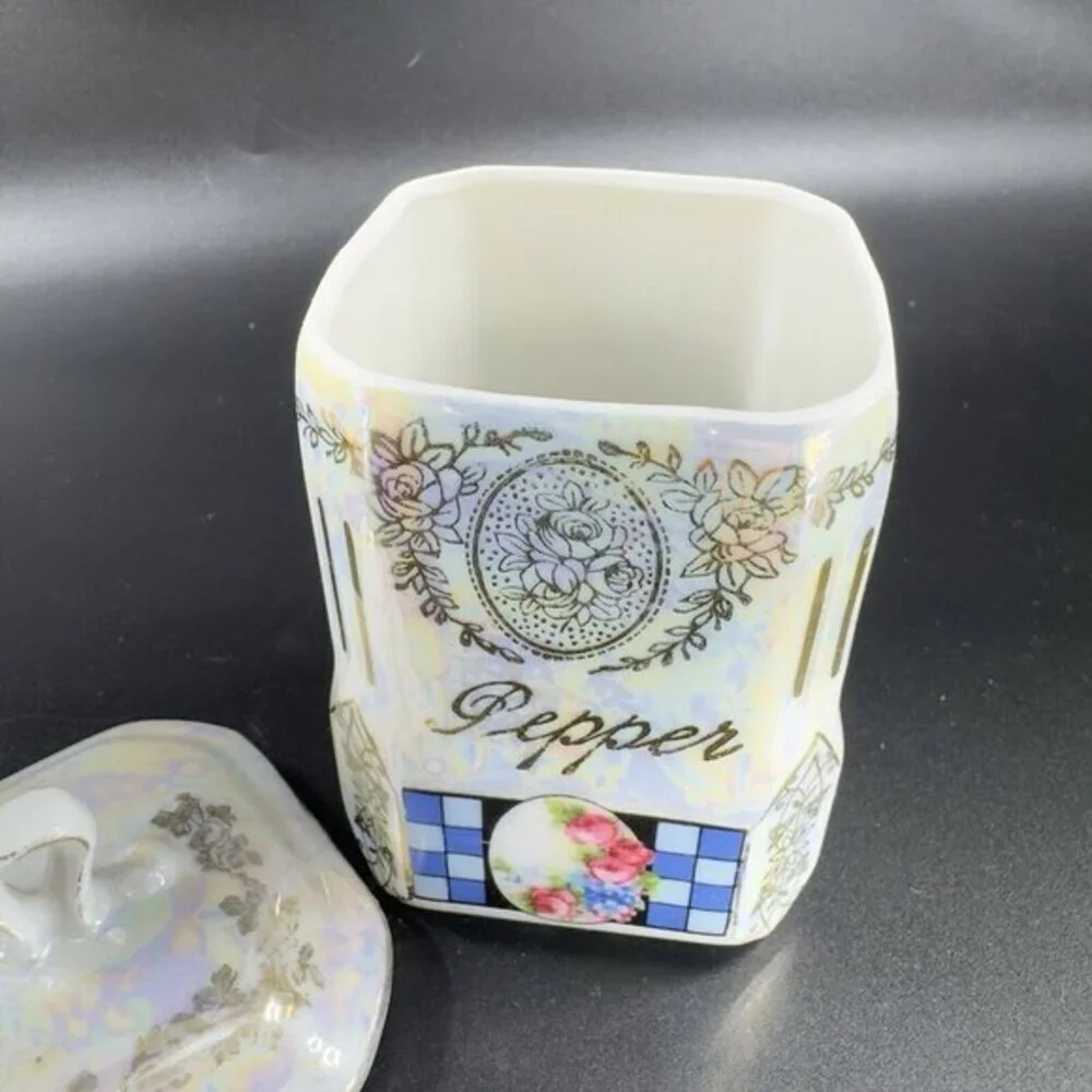 Victoria Lusterware Pepper Spice Canister Jar Box Container W Lid Czechoslovakia